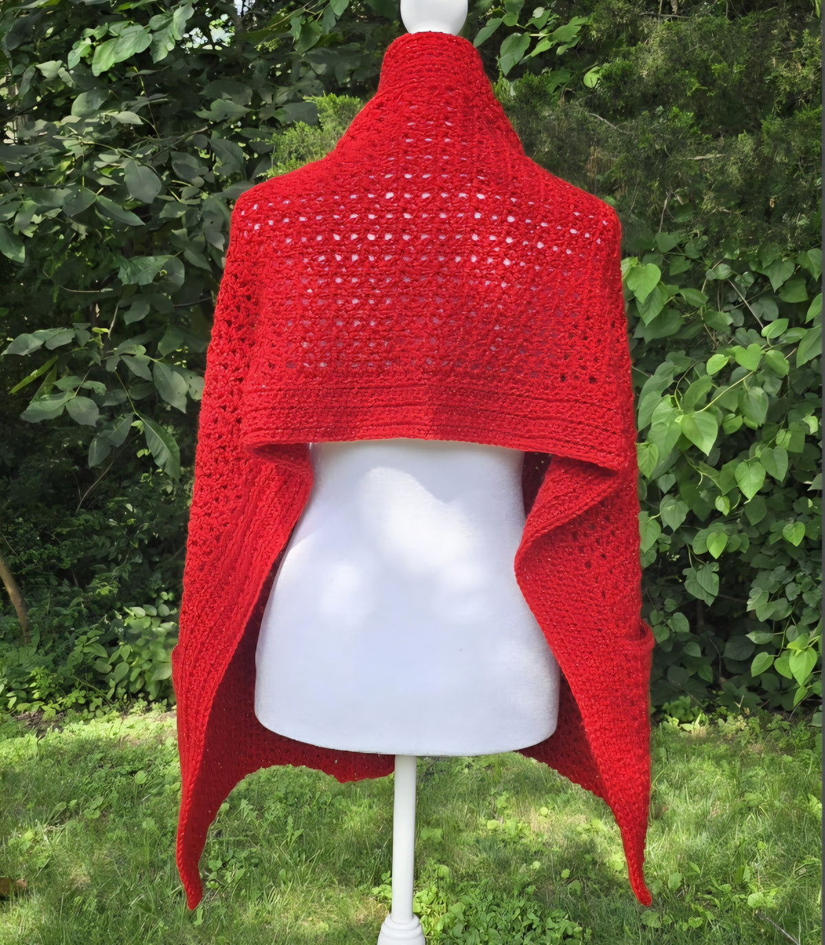 Scarlet Crocheted Pocket Shawl
