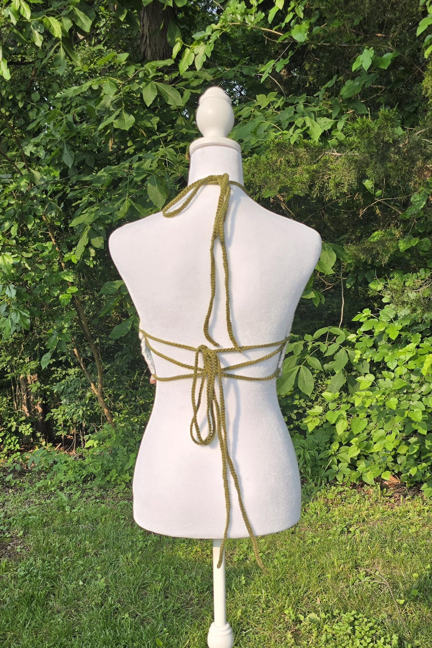 Handmade Crochet Halter Top, Cannabis Leaf Design, Festival Fashion