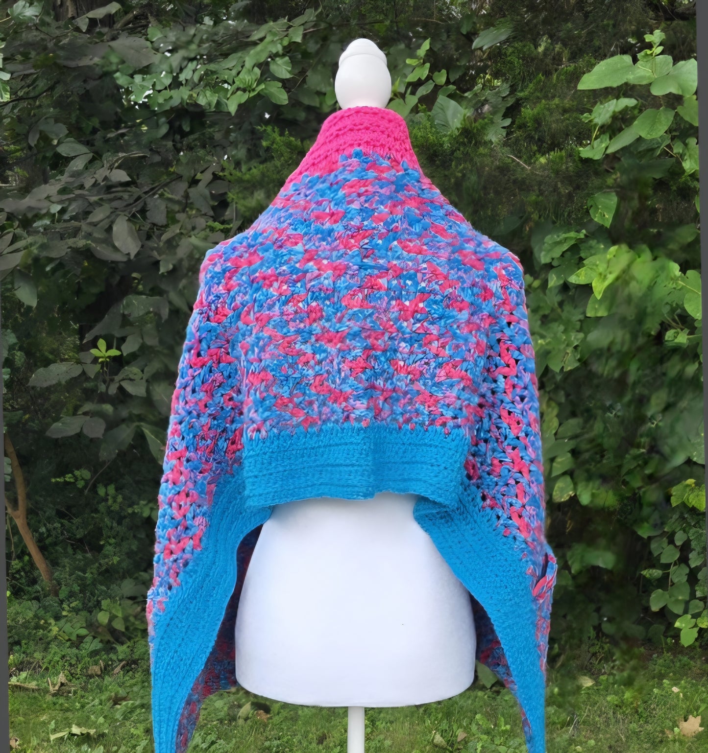 Crochet Baby Shower Shawl: Pink & Blue Gender Reveal, Handmade