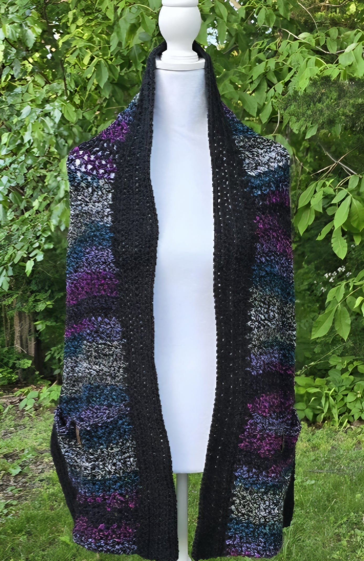 Crochet Pocket Shawl: Handmade Boho Wrap with Pockets