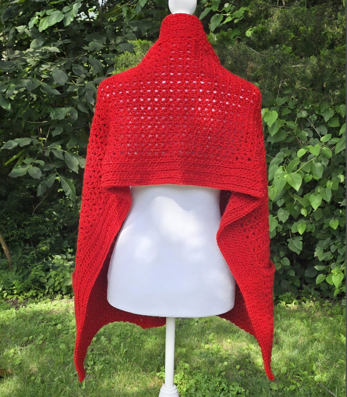 Scarlet Crocheted Pocket Shawl: Trendy Hug Wrap