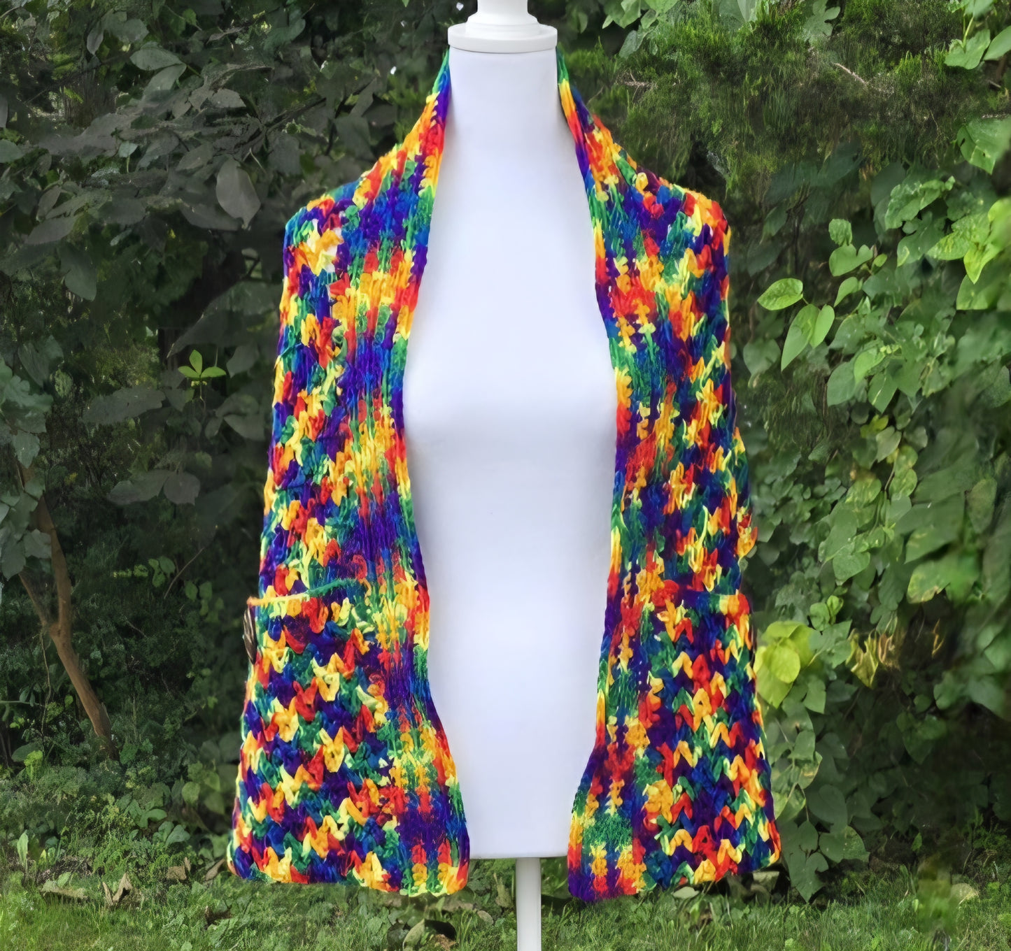 Handmade Crochet Shawl: Colorful Boho Festival Wrap