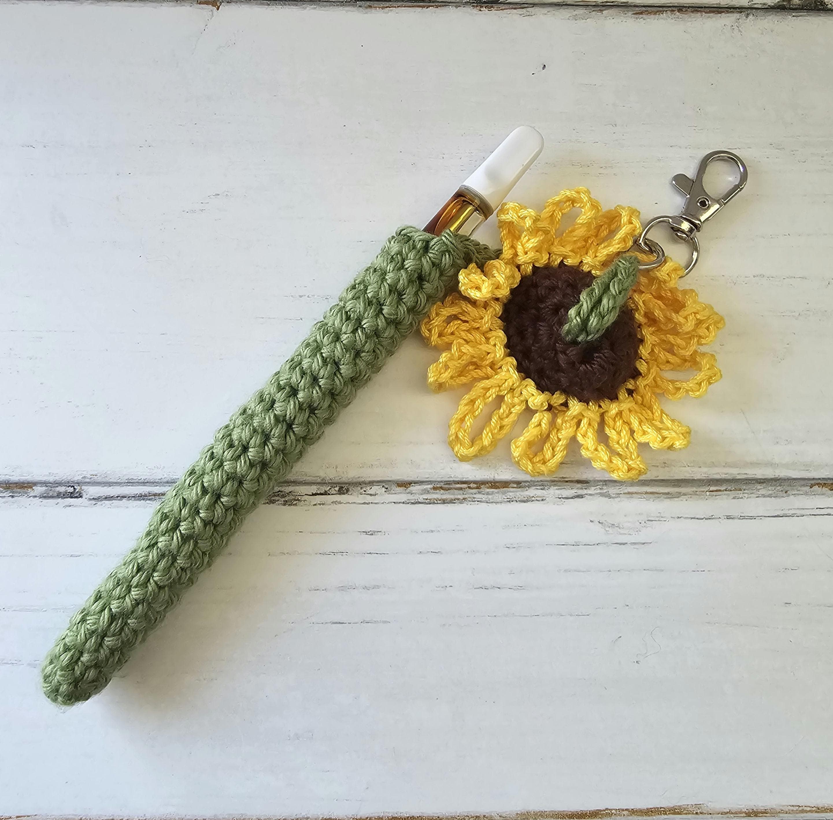 Penjamin / Pennifer Crocheted Sunflower Serenity Flower Vape Cart Holder!  Discreet! Customizable!  Mary Jane Cannabis 420