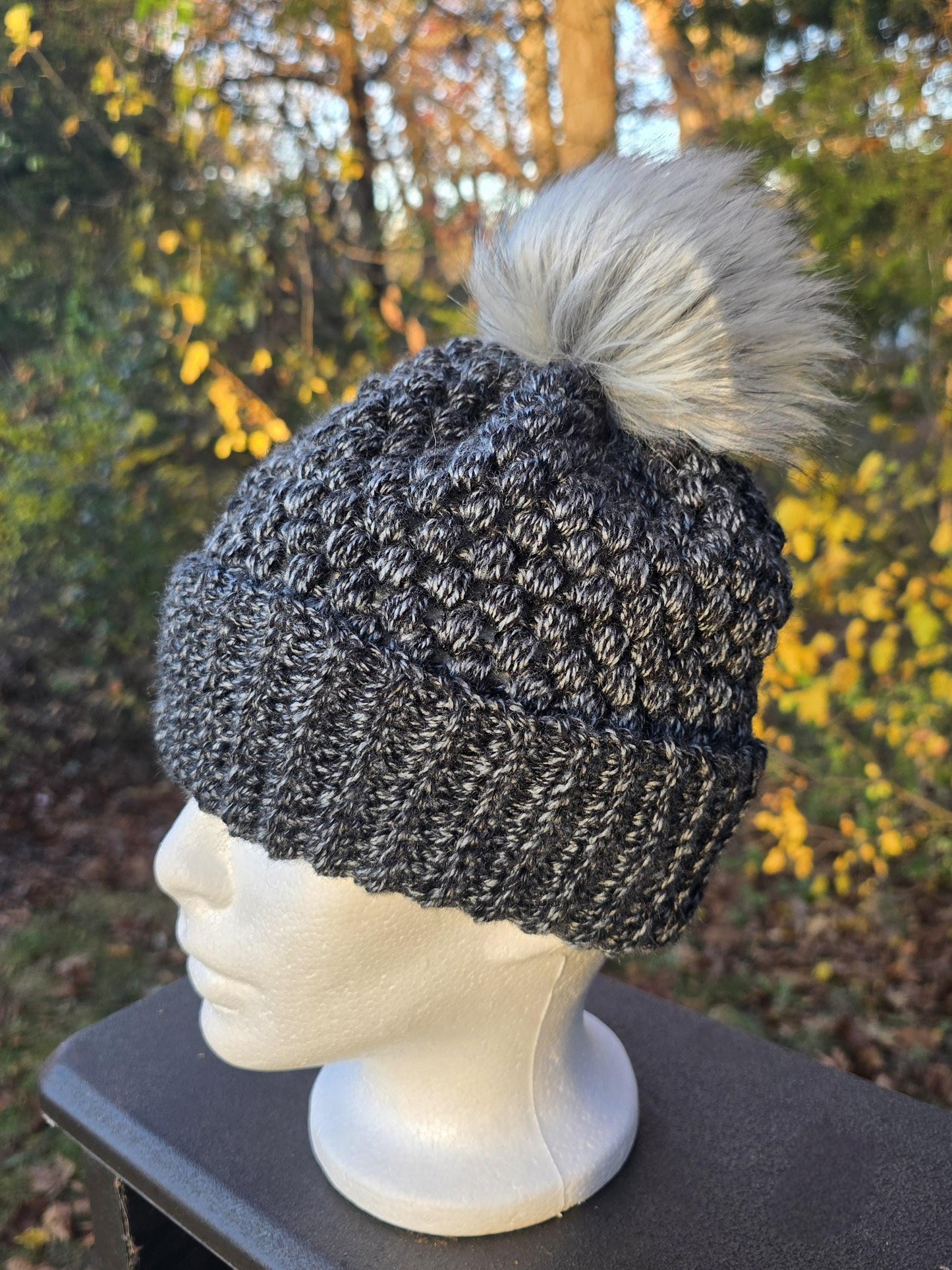 Midnight Chill Beanie with Pom Pom Winter Chic Trendy
