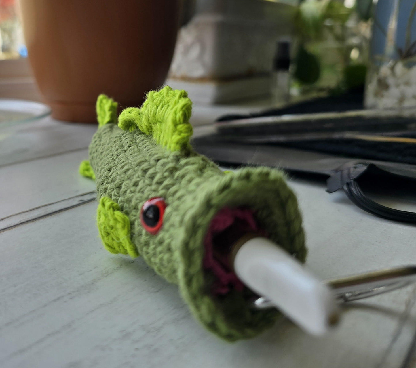 Penjamin / Pennifer Crocheted Puff Puff Pass Bass Vape Cart Holder!  Discreet! Mary Jane Cannabis 420