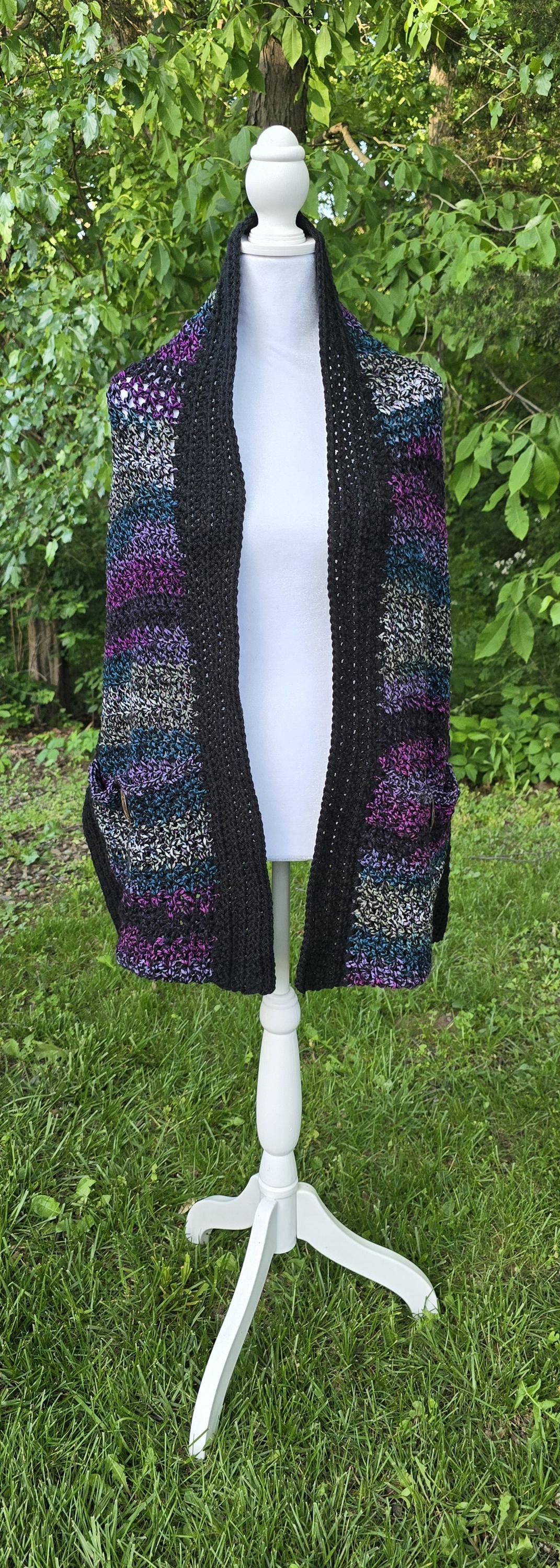 Crochet Pocket Shawl: Handmade Boho Wrap with Pockets