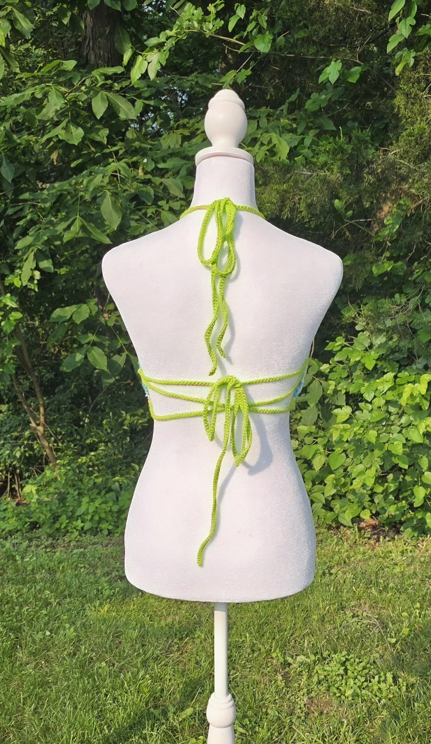 Crochet Halter Top – Handmade Festival Crop with Weed Leaf