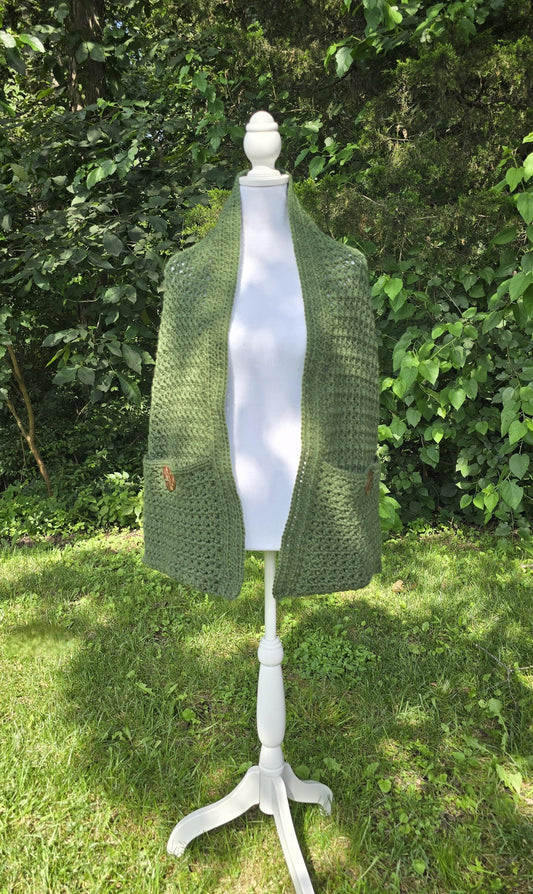 Crocheted Meadow Wrap Pocket Shawl