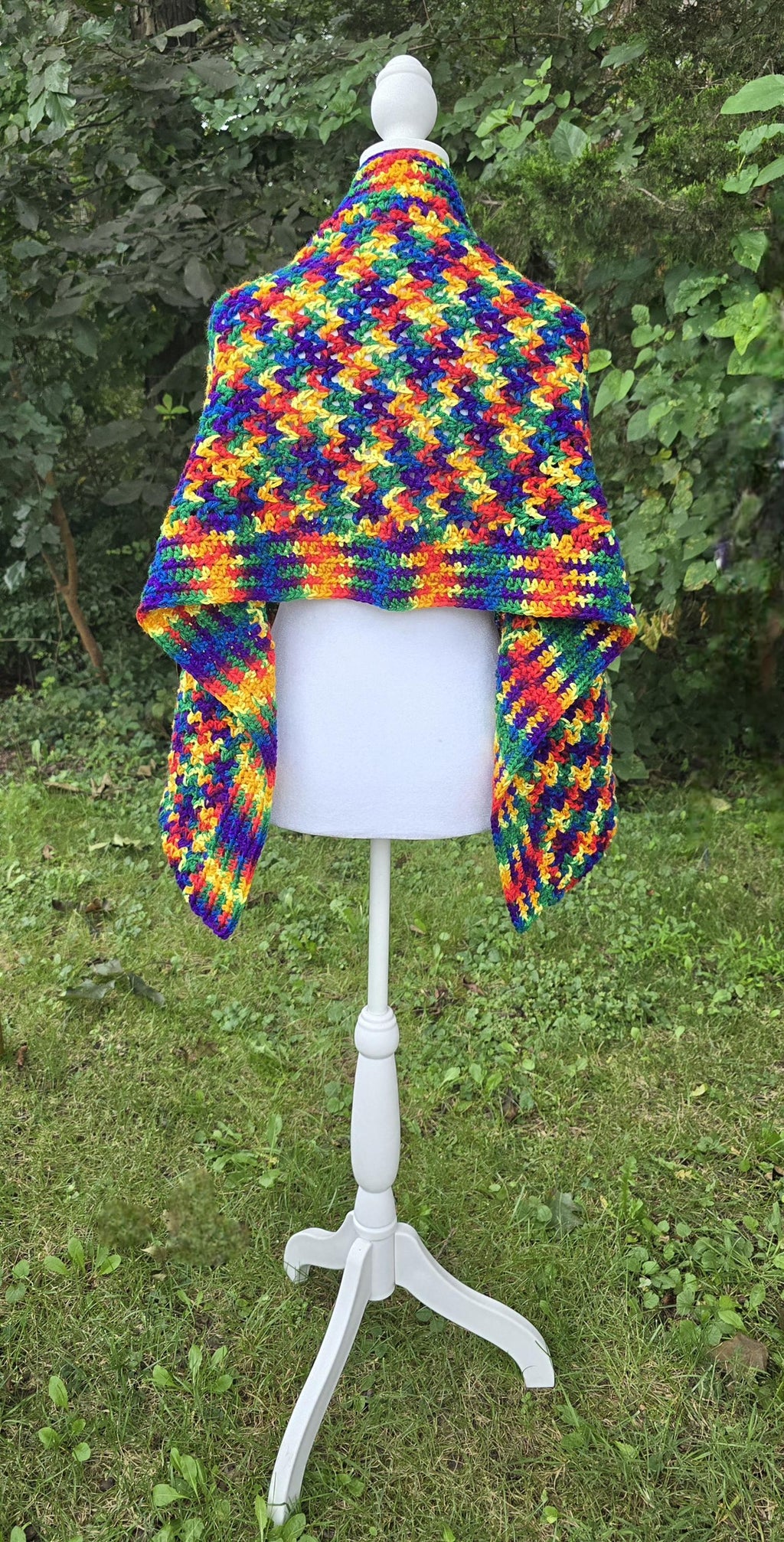 Handmade Crochet Shawl: Colorful Boho Festival Wrap