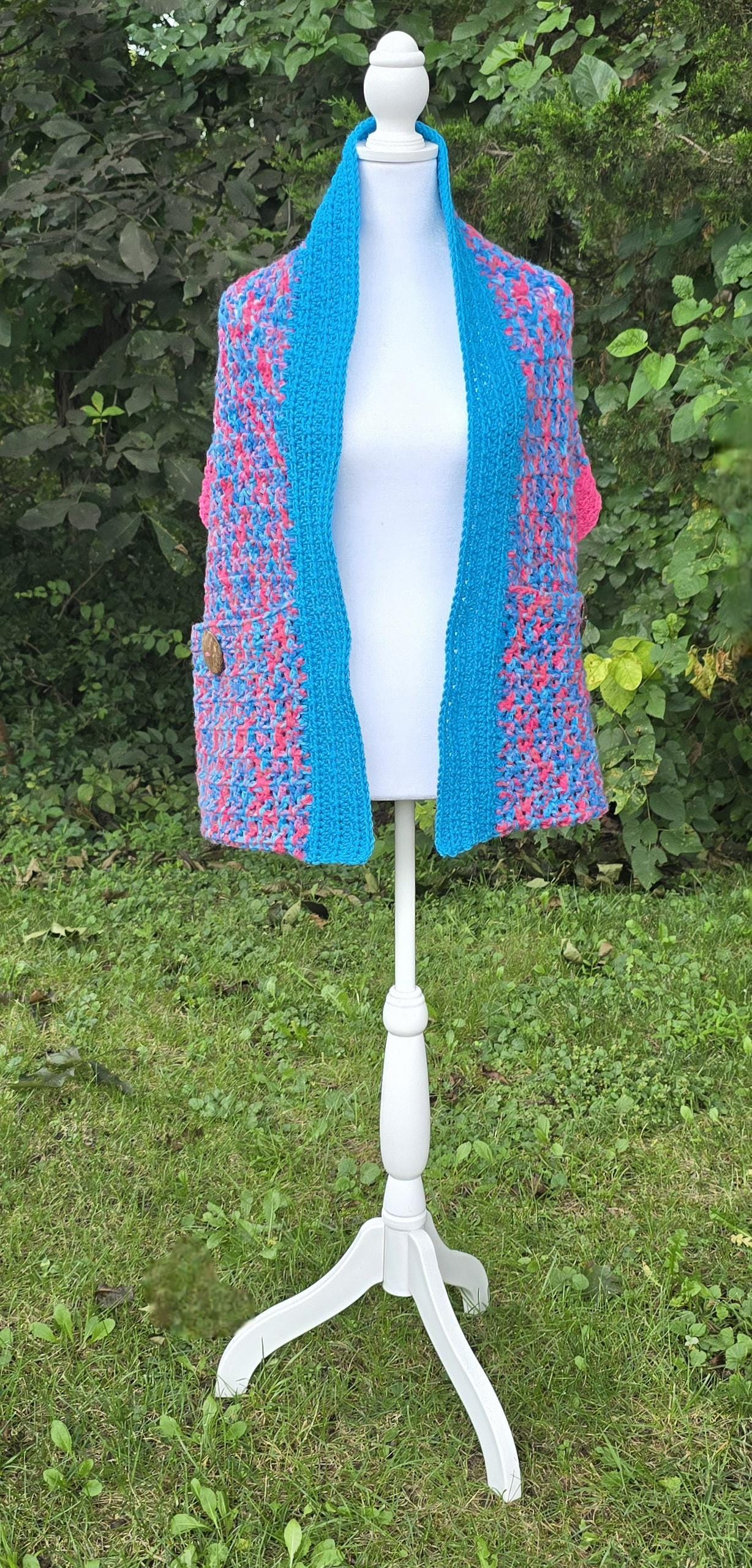 Crochet Baby Shower Shawl: Pink & Blue Gender Reveal, Handmade