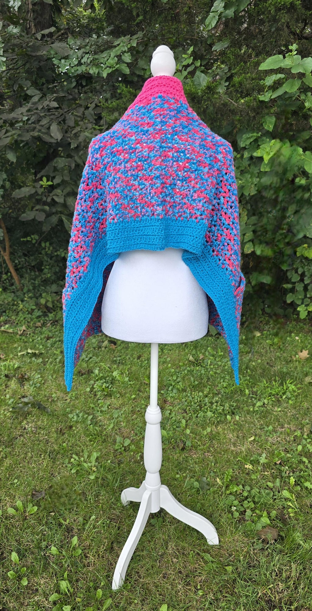 Crochet Baby Shower Shawl: Pink & Blue Gender Reveal, Handmade