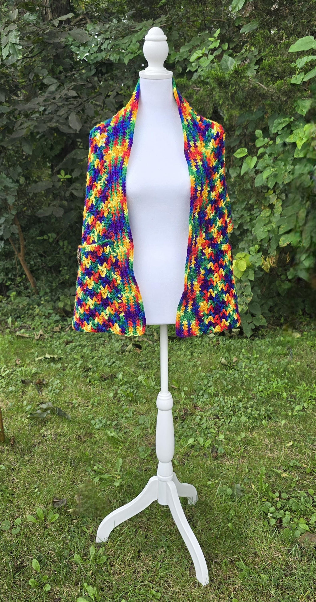 Handmade Crochet Shawl: Colorful Boho Festival Wrap