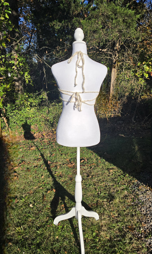 Baked in Beige Crochet Halter Top  Handmade Cannabis Leaf Crop Top Neutral Boho Festival Top  Hippie Stoner Babe Style