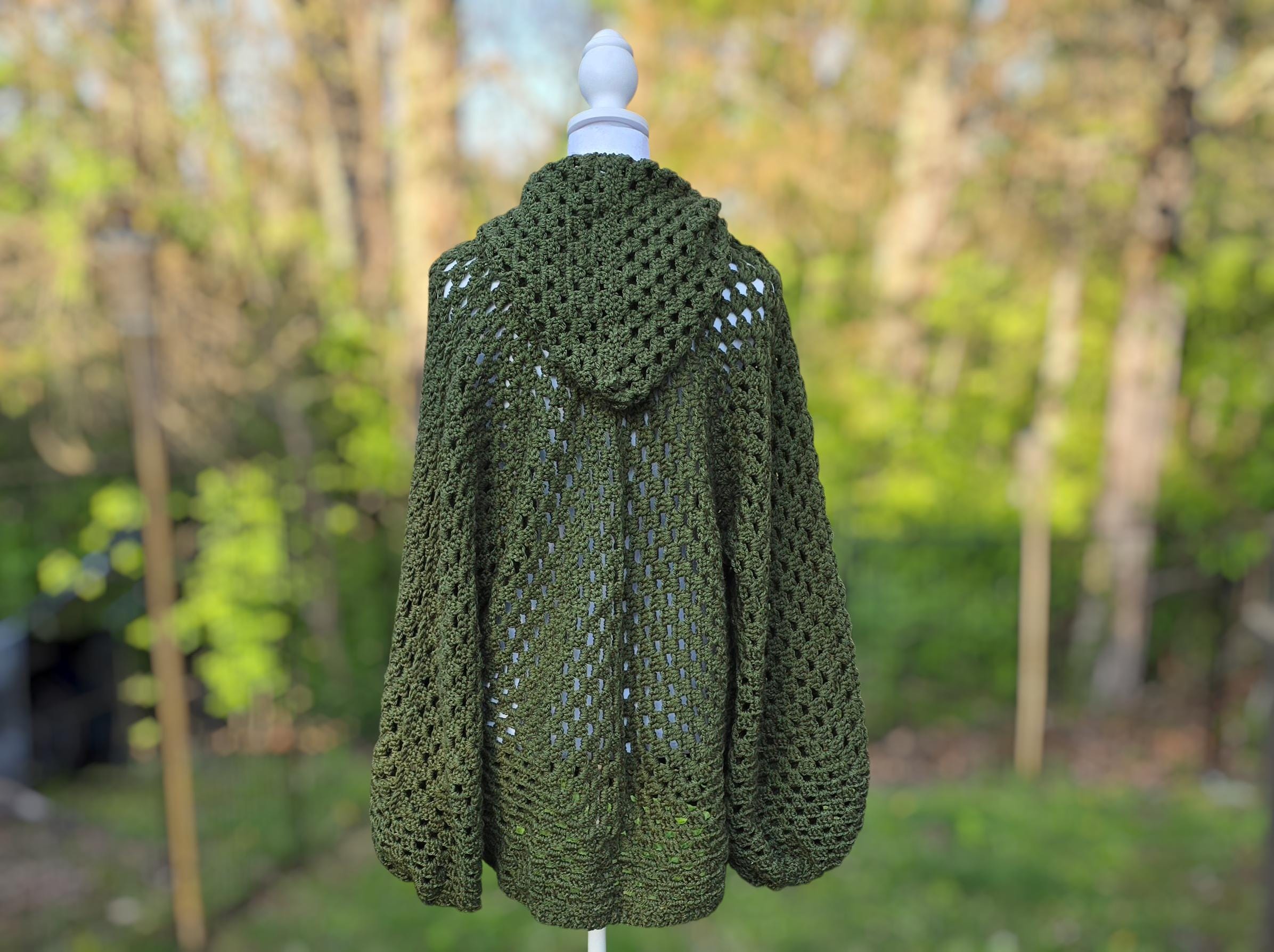Cannabis Leaf Crochet Cardigan | Handmade Hooded Sweater | Boho Oversized Cardigan | Stoner Clothing | Festival Wear | Cottagecore Hoodie