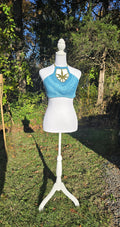 Ocean High Crochet Halter Top  Handmade Blue Cannabis Leaf Crop Top  Boho Festival Halter Stoner Babe Summer Top