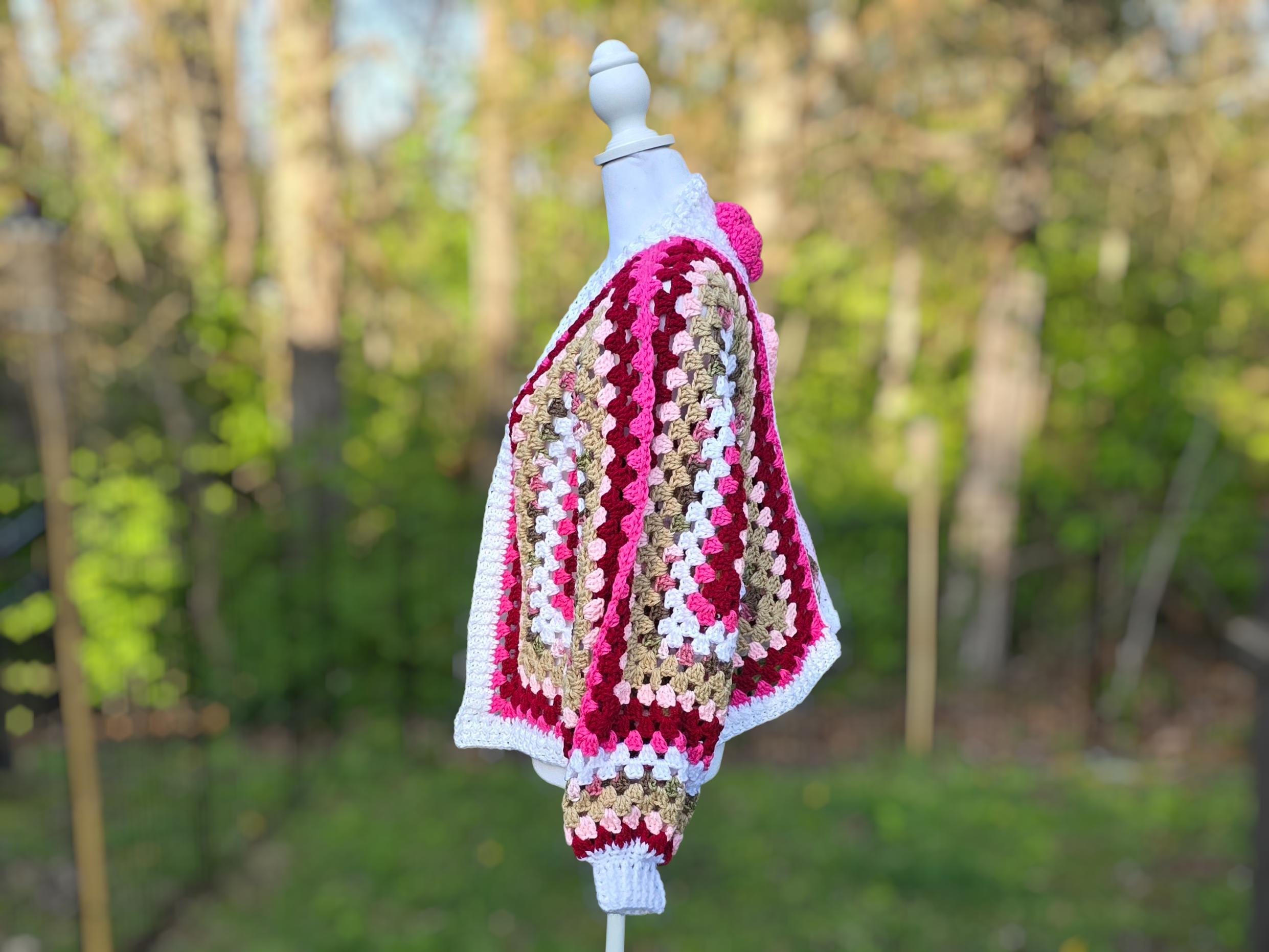 Blushing Bloom Crochet Cardigan | Handmade Granny Square Sweater | Floral Rose Cardigan | Cozy Valentine Aesthetic | Cottagecore
