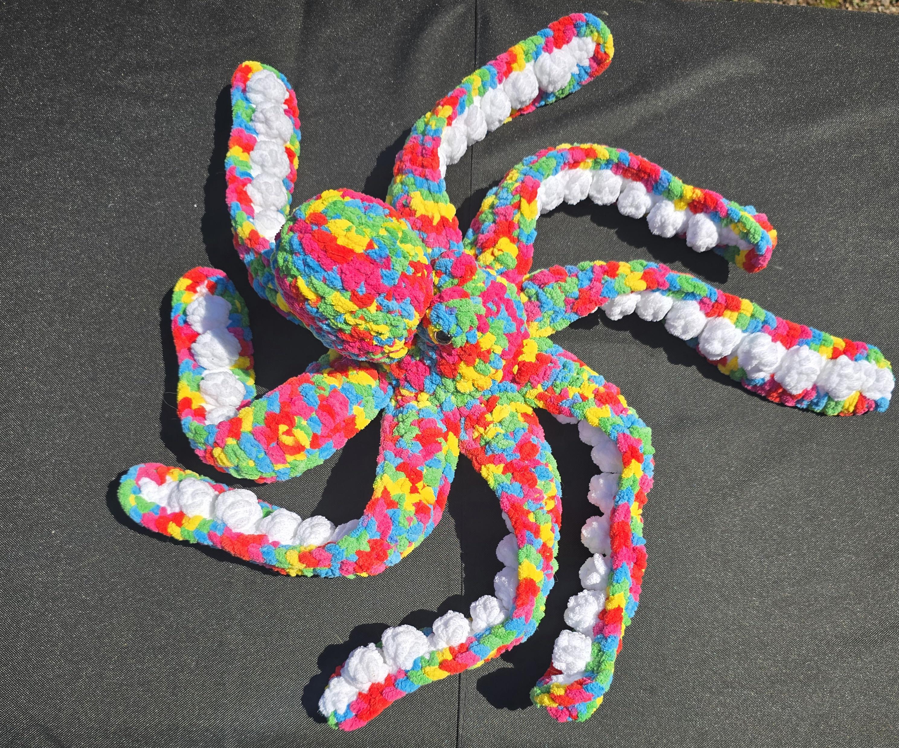 Confetti Kraken Crochet Octopus Plushie | Handmade Rainbow Octopus Stuffed Animal | Colorful Sea Creature Plush | Kawaii Ocean Decor