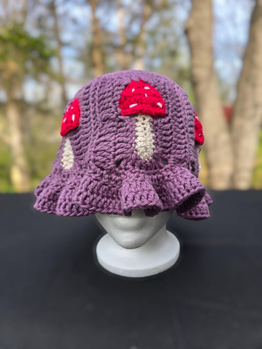 ShroomBloom Mushroom Bucket Hat | Handmade Crochet Toadstool Hat | Cottagecore Fairy Grunge Festival Accessory