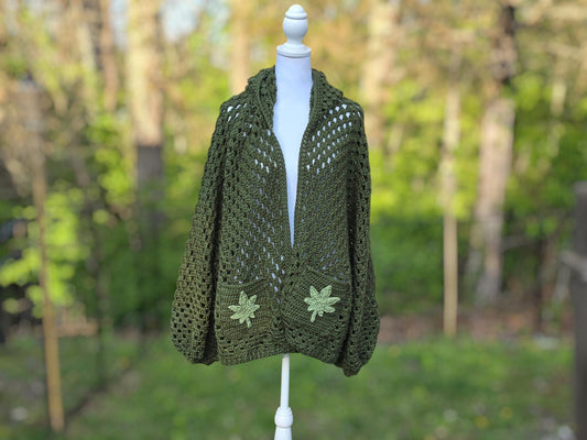 Cannabis Leaf Crochet Cardigan