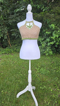 Crochet Cannabis Leaf Halter Top – Handmade Tan & Green Boho Festival Top