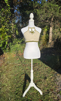 Baked in Beige Crochet Halter Top  Handmade Cannabis Leaf Crop Top Neutral Boho Festival Top  Hippie Stoner Babe Style