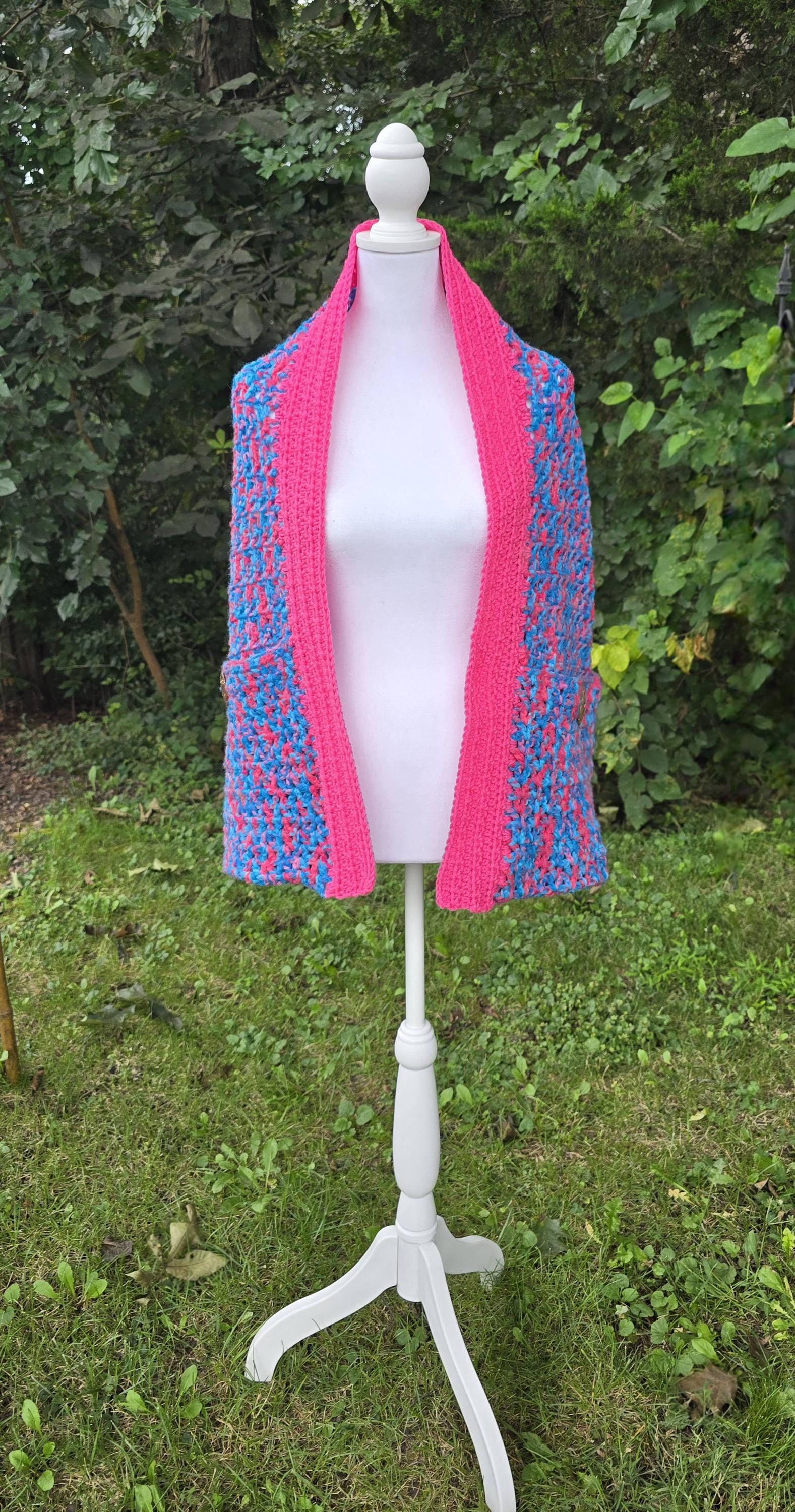 Crochet Baby Shower Shawl: Pink & Blue Gender Reveal, Handmade