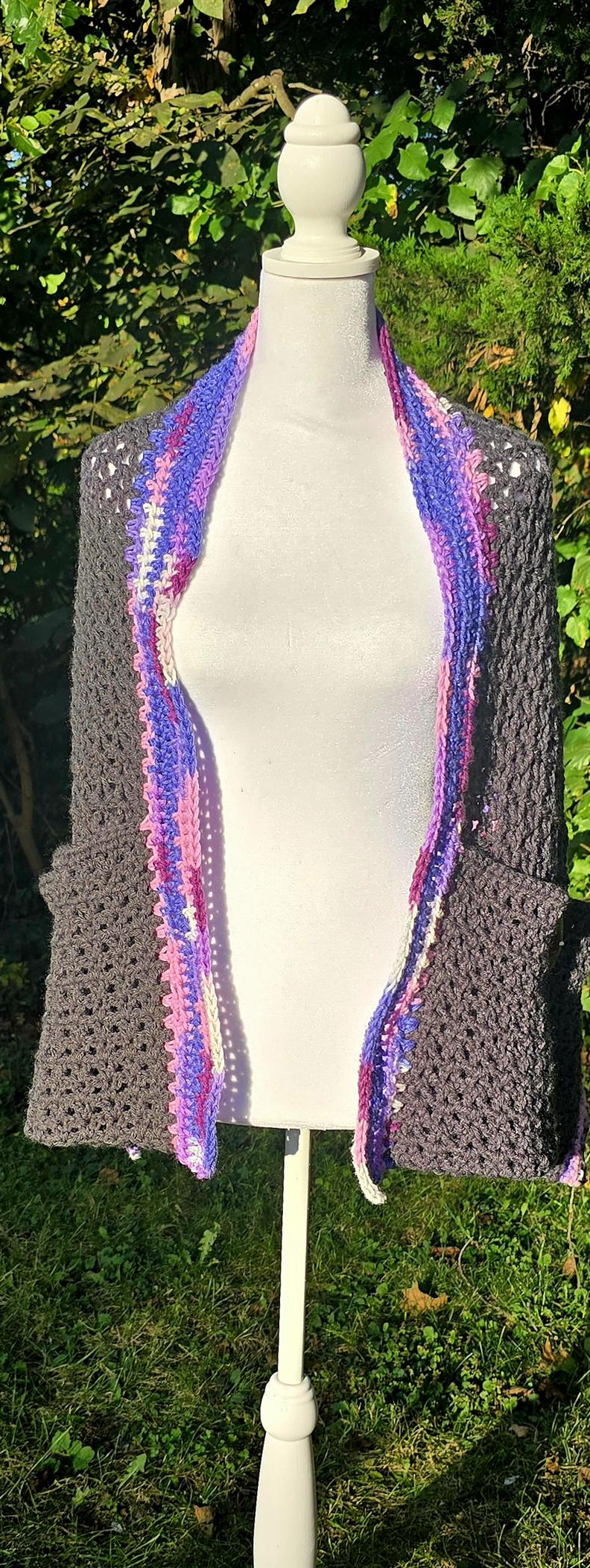 Crochet Pocket Shawl: Handmade Granny Stitch Boho Wrap - Acrylic