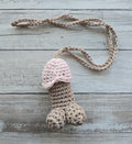 Packin Pecker Pouch Necklace – Crochet Novelty Statement Jewelry – Handmade Gift