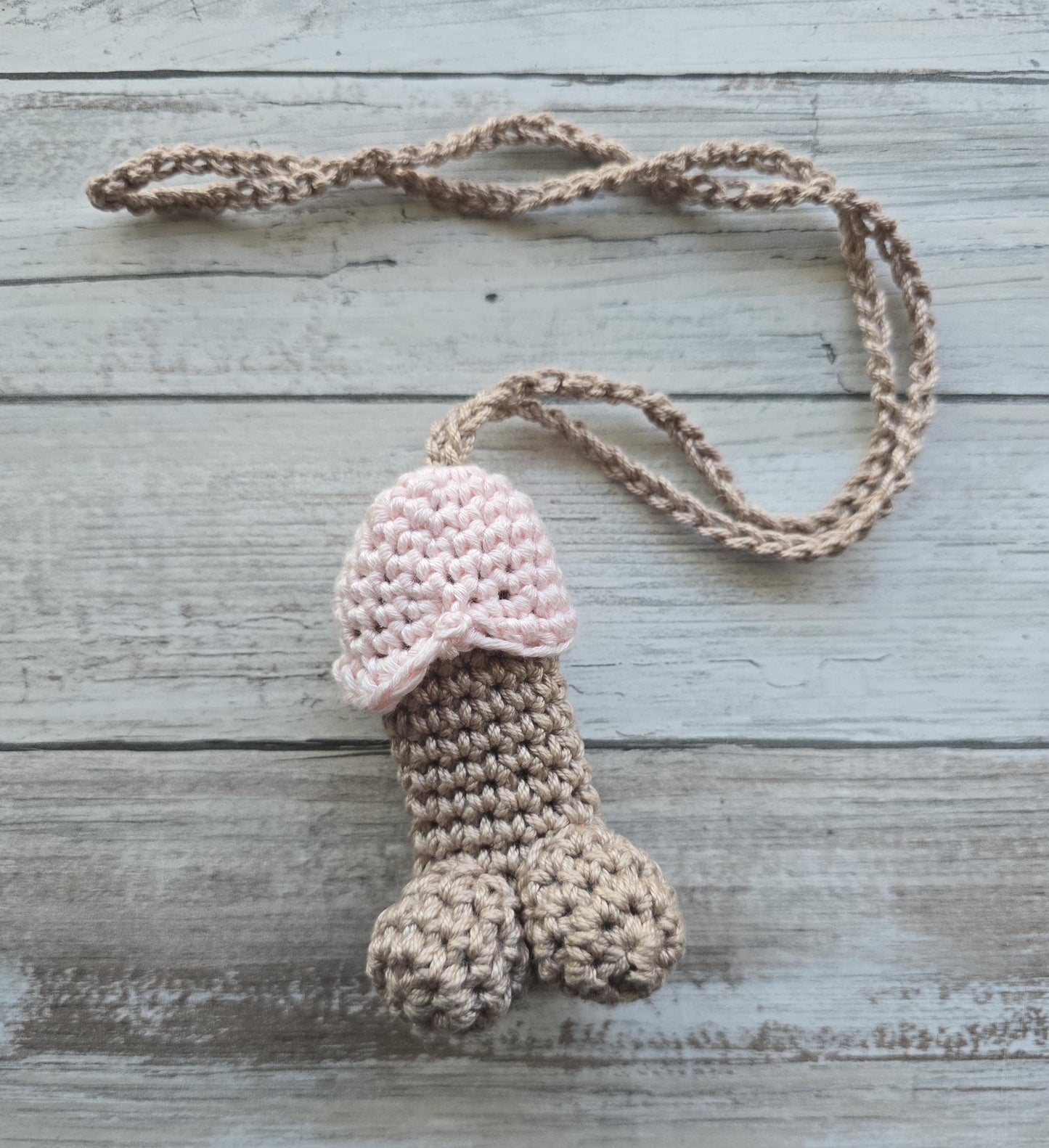 Packin Pecker Pouch Necklace – Crochet Novelty Statement Jewelry – Handmade Gift