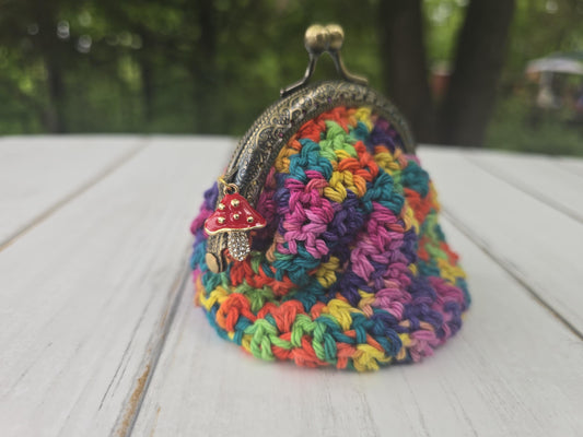 Enchanted Botanicals Collection | Mushroom Coin Bag – Myco Cottage or Rainbow Myco