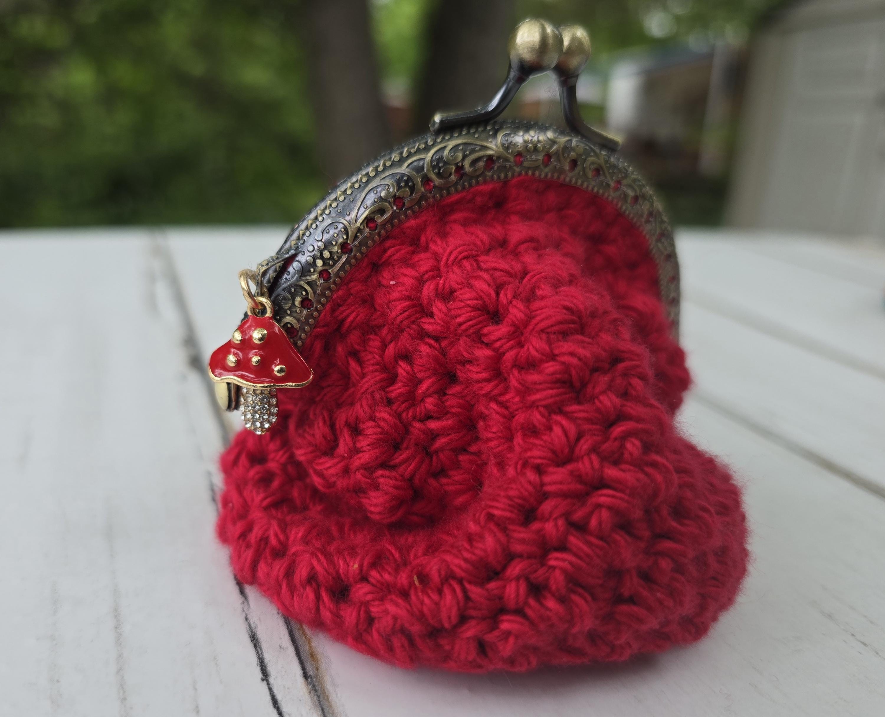 Enchanted Botanicals Collection | Mushroom Coin Bag – Myco Cottage or Rainbow Myco | Crochet Mushroom Coin Purse | Cottagecore Gift