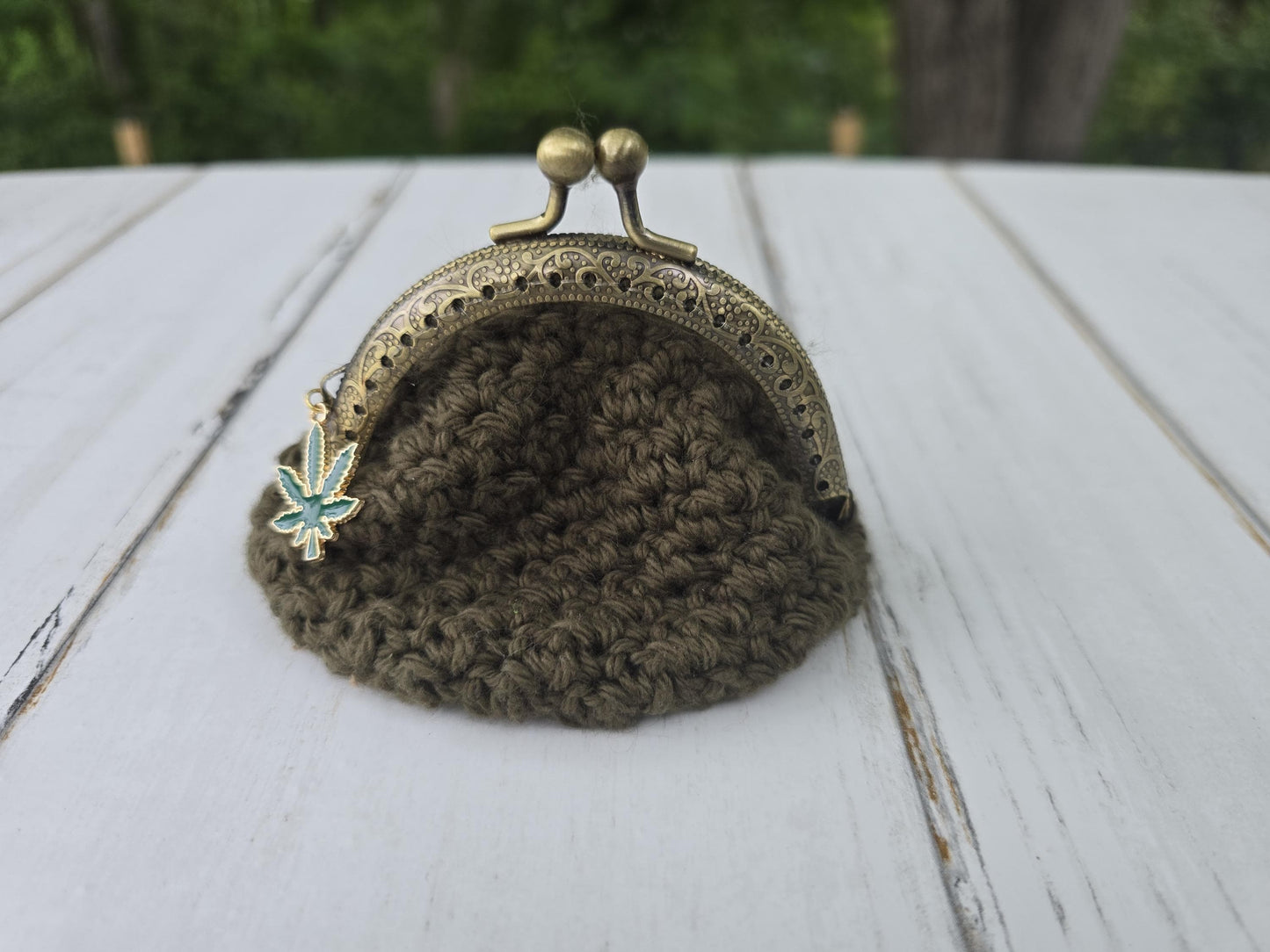 Enchanted Botanicals Collection | Cannabis Coin Bags – Herbal Hideaway & Prism Puff | Crochet Weed Leaf Coin Purse | 420 Gift