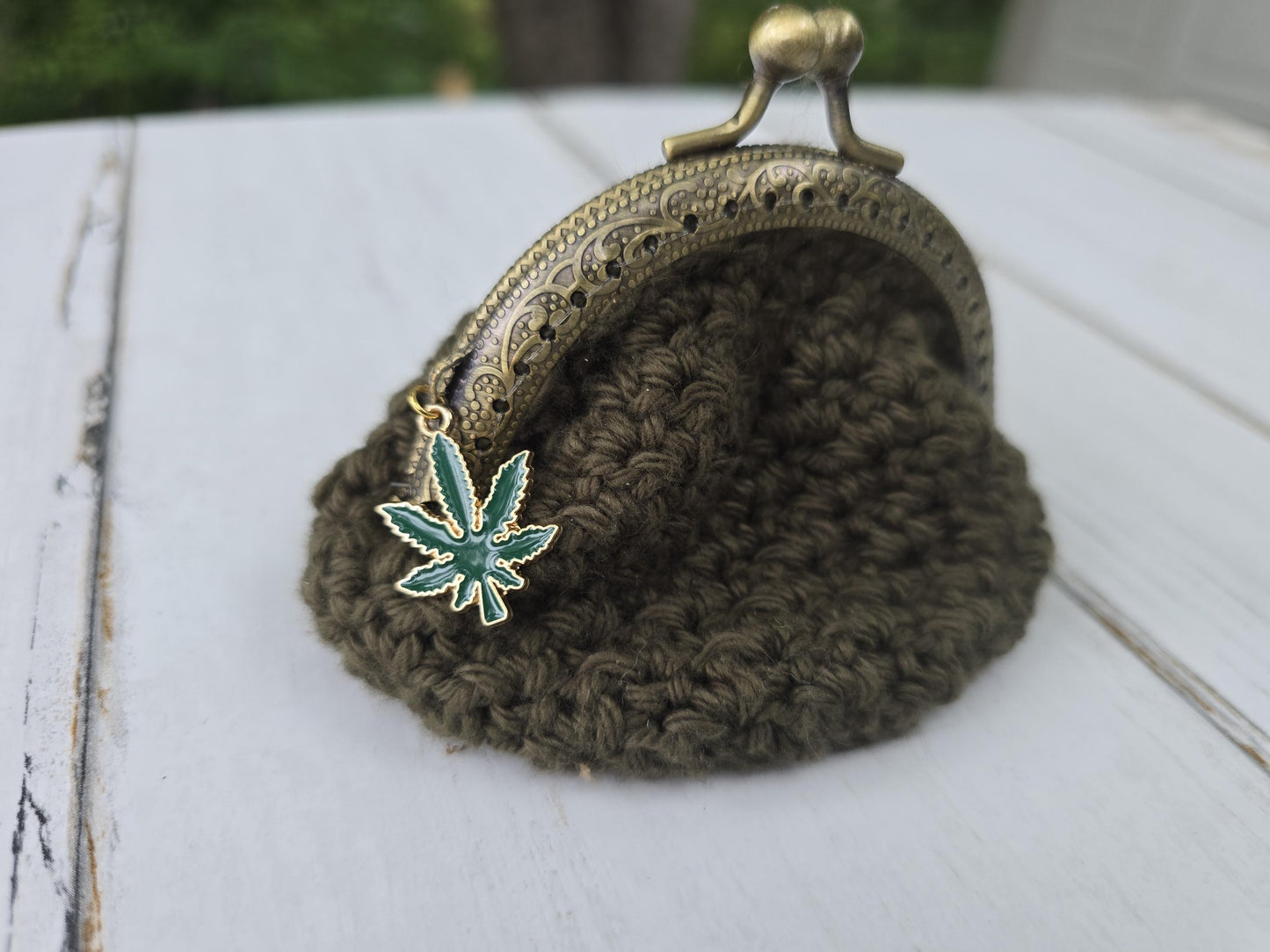 Enchanted Botanicals Collection | Cannabis Coin Bags – Herbal Hideaway & Prism Puff | Crochet Weed Leaf Coin Purse | 420 Gift