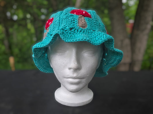 Trippy Turquoise Mushroom Bucket Hat