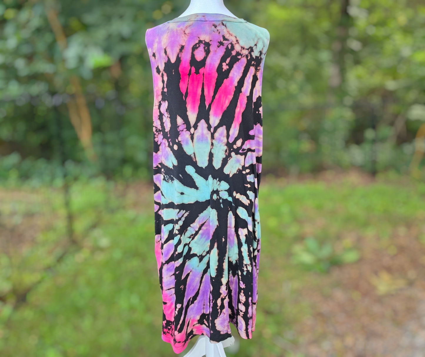 Cosmic Swirl Bleach-Dye Tank Dress
